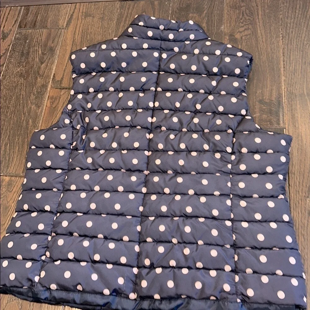 Colebrook Navy Polka Dot Puffer Vest size large with pockets